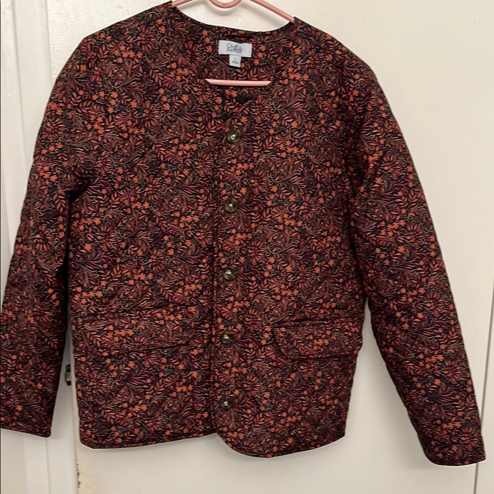 Croft & Barrow Floral Orange and Black Jacket